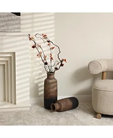 LuxenHome Brown Ombre Terracotta Narrow Tall Vase