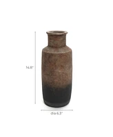 LuxenHome Brown Ombre Terracotta Narrow Tall Vase