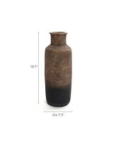 LuxenHome Brown Ombre Terracotta Narrow Tall Vase