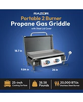 Razor Griddle GGT2131M 25 Inch Portable 2 Burner Lp Propane Gas Grill, Steel