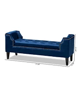 Baxton Studio Perret Modern and Contemporary Royal Blue Velvet Fabric Upholstered Espresso Finished Wood Bench