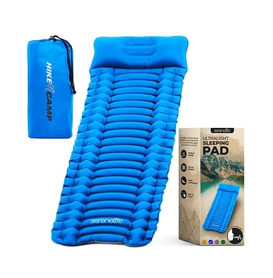 SereneLife Ultralight Sleeping Pad with Carrying Bag, Compact & Lightweight, Blue