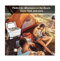 SereneLife 25-Quart Portable Cooler Box, Holds Up to 63 Cans (White)