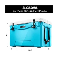 SereneLife 50-Quart Portable Cooler Box, Holds Up to 63 Cans