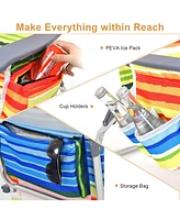 Gouun 2 Packs 5-Position Outdoor Folding Backpack Beach Table Chair Reclining Chair Set