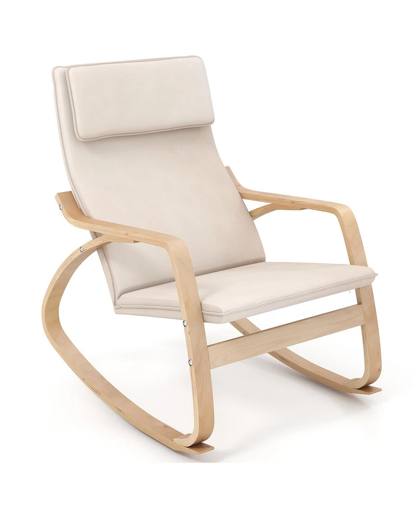 Gouun Stable Wooden Frame Leisure Rocking Chair with Removable Upholstered Cushion