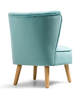 Gouun Modern Armless Velvet Accent Chair with Wood Legs