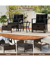 Gouun 4 Piece Outdoor Furniture Set with Glass Topped Table