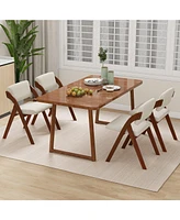 Gouun Set of 2 Folding Kitchen Dining Chairs with Rubber Wood Legs