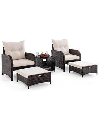 Gouun 5 Piece Patio Conversation Set Outdoor Rattan Sofa Set with Table