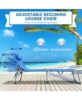 Gouun Folding Chaise Lounge Chair with Face Hole for Beach