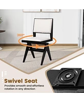 Gouun Swivel Wooden Dining Chair Set of 2 with Rubber Wood Frame and Padded Seat