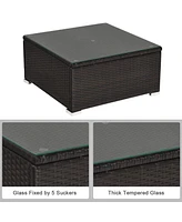Gouun 6 Pieces Outdoor Patio Rattan Sectional Sofa Set with Table