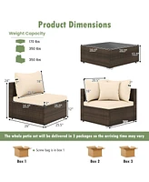 Gouun 7 Pieces Patio Rattan Furniture Set with Sectional Sofa Cushions