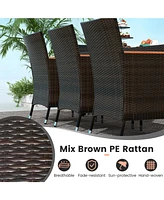 Gouun 11 Pieces Patio Dining Set with 15 Feet Double-Sided Patio Umbrella and Base