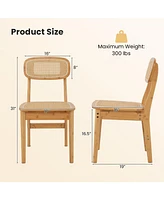 Gouun Set of 2 Rattan Dining Chairs with Simulated Rattan Backrest