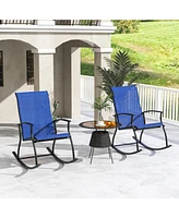 Gouun 2 Pieces Outdoor Rocking Chairs with Breathable Backrest