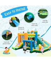 Gouun Inflatable Water Slide Blowup Bounce House with Dual Slides and Splash Pool (Without Blower)