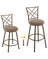 Gouun 2 Pieces Swivel Pluch Fabrice Cushioned Bar Stool Set