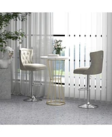 Gouun Set of 2 Bar Chairs with Footrest Electroplated Metal Base and Anti-Slip Ring