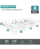 Sorbus 3 Piece Variety Size Pack Flat Clear Organizing Bins on Wheels with Dividers