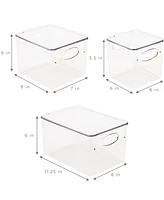 Sorbus 6 Piece Variety Pack Clear Acrylic Storage Bins with Handles and Lids