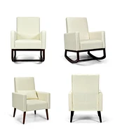Gouun 2-in-1 Fabric Upholstered Rocking Chair with Pillow