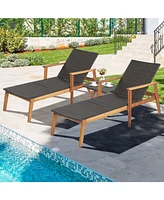 Gouun 2 Pieces Patio Chaise Lounge and Table Set with 4-Level Adjustable Backrest