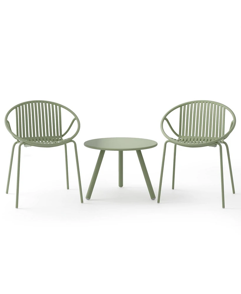 Gouun All Weather Pp Patio Conversation Set with Round table and 2 Chairs