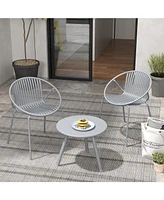 Gouun All Weather Pp Patio Conversation Set with Round table and 2 Chairs