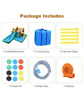 Gouun Inflatable Water Slide with Splash Pool Water Park and 680W Blower