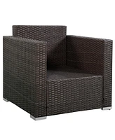 Gouun 4 Pieces Wicker Rattan Sofa Furniture Set Patio Garden Lawn Cushioned Seat