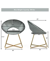 Gouun Modern Accent Velvet Dining Arm Chair with Metal Legs and Soft Cushion