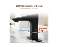 Casainc Drop-In Single-handle Black Bathroom Faucet with Touchless Sensor and Drain Assembly