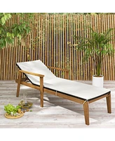 Gouun Outdoor Chaise Lounge Chair Rattan Patio Recliners with Armrests