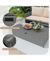 Gouun Outdoor Rattan Daybed Wicker Loveseat and 31 Gallon Storage Ottoman