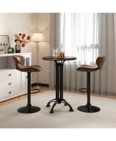 Gouun Set of 2 Adjustable Bar Stools Swivel Bar Chairs Pub Kitchen