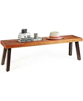 Gouun Patio Acacia Wood Dining Bench Seat with Steel Legs