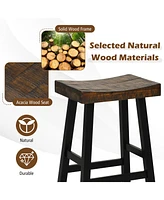 Gouun 29 Inch Solid Wood Saddle-Seat with Curved Seat Surface and Comfortable Footrests-29 inches