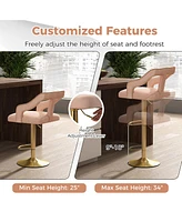 Gouun Set of 2 Bar Chairs with Footrest and 2-Layer Electroplated Metal Base