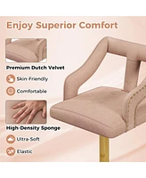 Gouun Set of 2 Bar Chairs with Footrest and 2-Layer Electroplated Metal Base