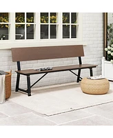 Gouun 72 Inch Extra Long Bench with All-Weather Hdpe Seat & Back for Yard Garden Porch