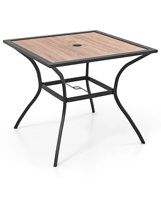 Gouun Patio Dining Table for 4 Square Bistro Table with Umbrella Holes