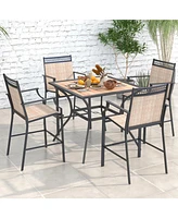 Gouun Patio Dining Table for 4 Square Bistro Table with Umbrella Holes