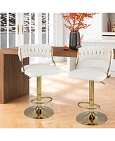 Gouun Swivel Barstool with Woven Back Set of 2 for Kitchen Island Cafe