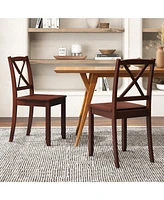 Gouun Wood Dining Chair Set of 2 with Rubber Wood Legs and Curved Backrest