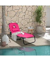 Gouun Beach Chaise Lounge Chair with Face Hole and Removable Pillow