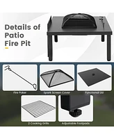 Gouun 5 Pieces Patio Rocking Chairs and 4-in-1 Fire Pit Table with Fire Poker