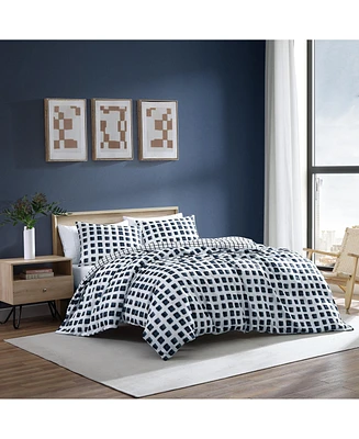 City Scene Urban Shibori Microfiber Blue 2 Piece Duvet Cover Set-Twin