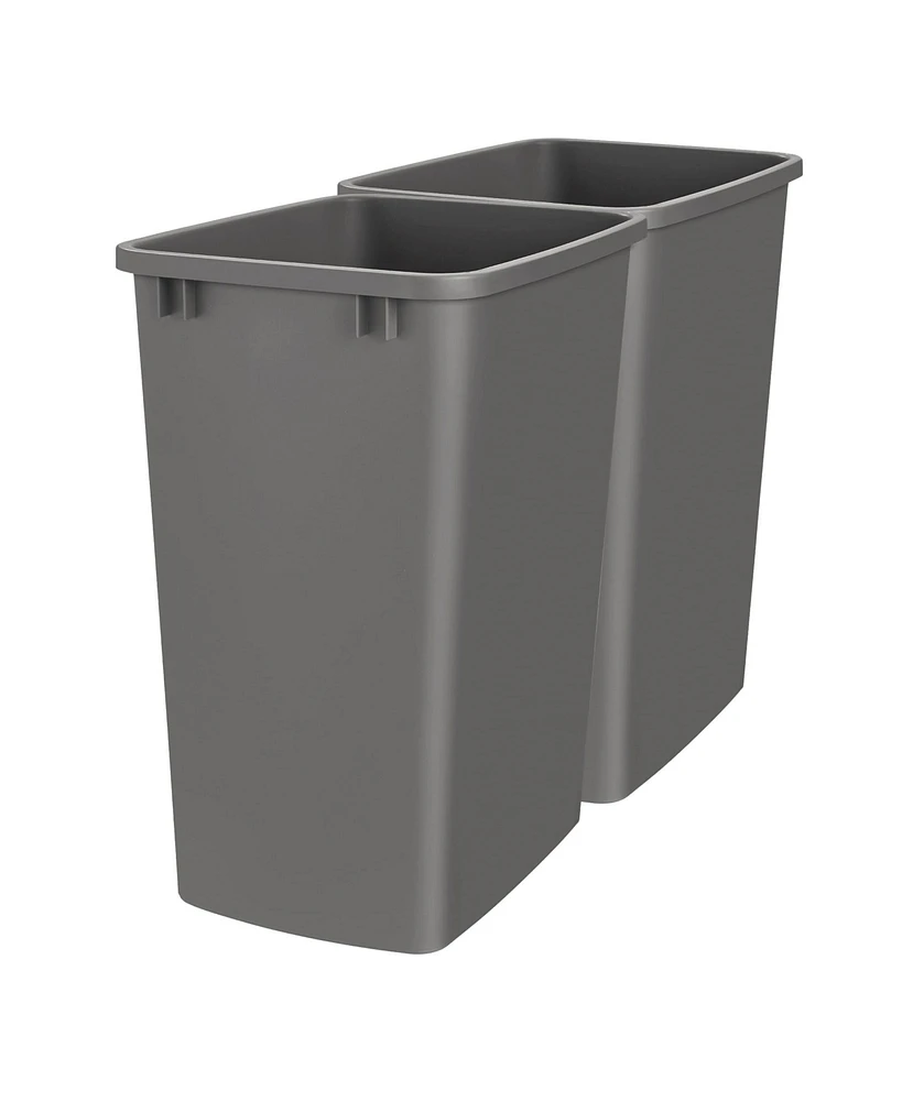 Rev-a-Shelf Polymer Replacement 35 qt. Trash Bin, Gray, 2 Pack, Rv-35-13-2